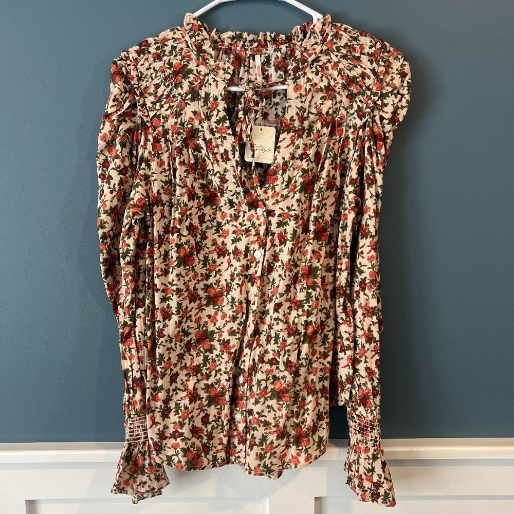 Free People Meant To Be Top, Vintage Combo Floral, X-Small (New!)